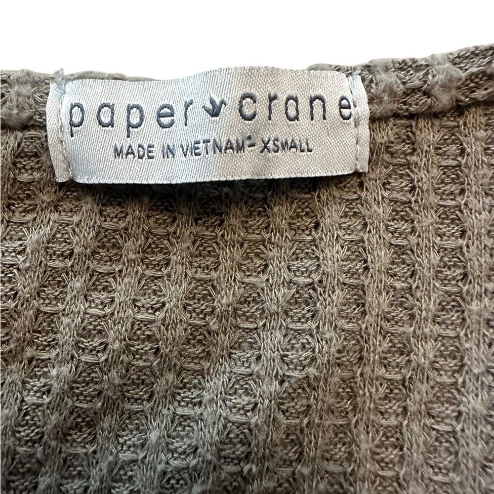 Paper Crane V Neck Balloon Sleeve Babydoll Top - Womens Size XS - Olive Green - Picture 2 of 4
